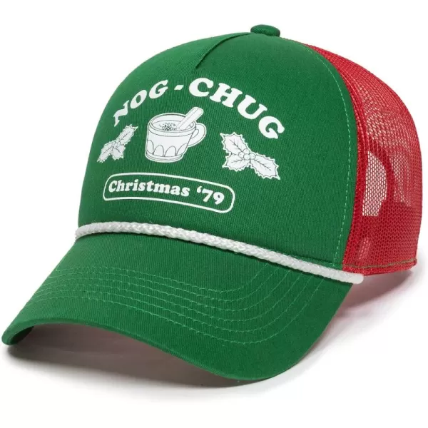 imageEgg Nog Chug Christmas 79 Foam Front Mesh Back Trucker Hat  Adjustable Snapback Christmas Party Baseball Cap for Men ampamp Women Green