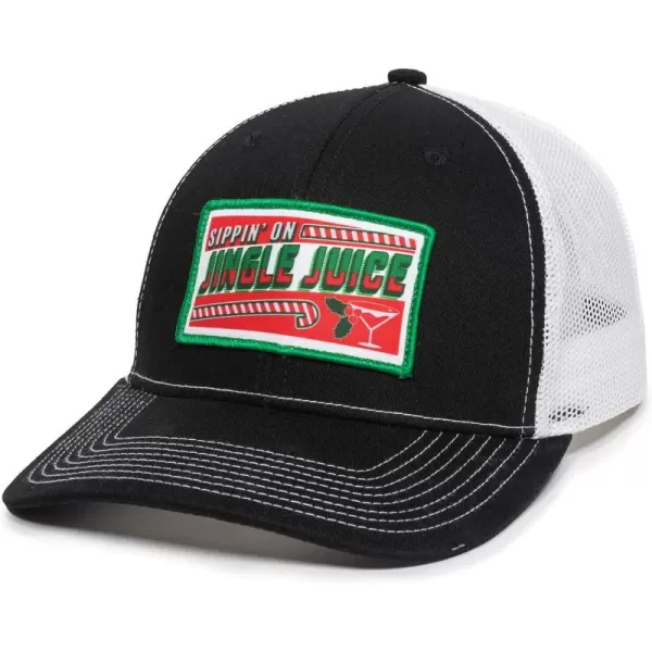 imageSippin on Jingle Juice Christmas Scout Patch Mesh Back Trucker Hat  Adjustable Snapback Christmas Party Black Baseball Cap for Men ampamp Women