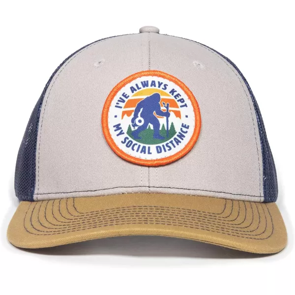 imageSocial Distancing Sasquatch Scout Patch Mesh Back Trucker Hat  Adjustable Snapback Baseball Cap for Men ampamp Women