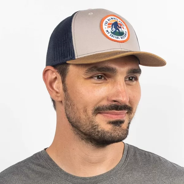 imageSocial Distancing Sasquatch Scout Patch Mesh Back Trucker Hat  Adjustable Snapback Baseball Cap for Men ampamp Women