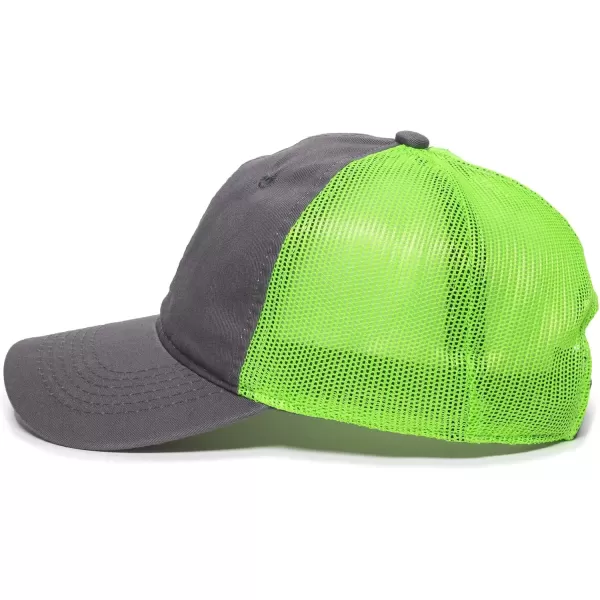 imageOutdoor Cap Garment Washed Meshback CapCharcoalNeon Green