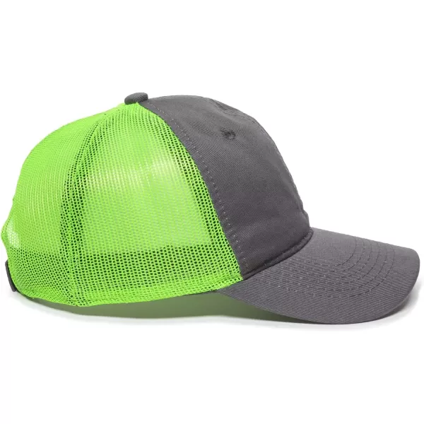 imageOutdoor Cap Garment Washed Meshback CapCharcoalNeon Green