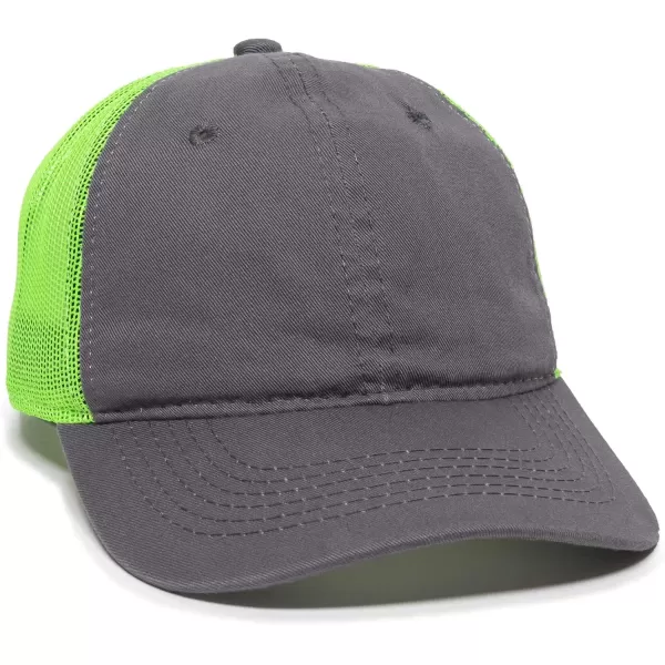 imageOutdoor Cap Garment Washed Meshback CapCharcoalNeon Green