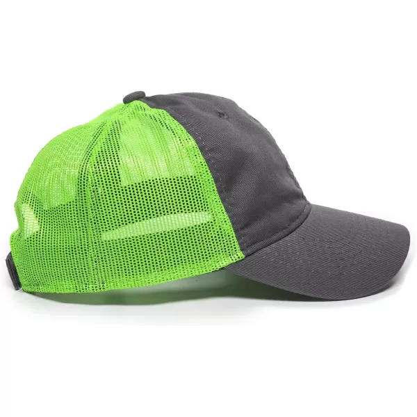 imageOutdoor Cap Garment Washed Meshback CapCharcoalNeon Green