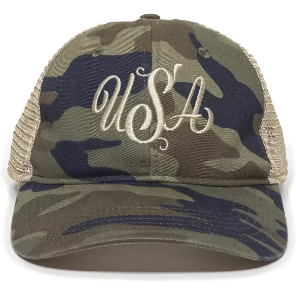 imageUSA Embroidered Snapback Hat  Adjustable Mesh Back Baseball Cap for Women