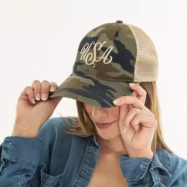 imageUSA Embroidered Snapback Hat  Adjustable Mesh Back Baseball Cap for Women