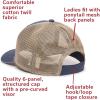 imageLadies Fit Blank Heavy Washed Soft Cotton Twill Structured Ponytail Mesh Back Hat  Adjustable Size Baseball Cap for WomenNavy