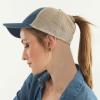 imageLadies Fit Blank Heavy Washed Soft Cotton Twill Structured Ponytail Mesh Back Hat  Adjustable Size Baseball Cap for WomenNavy