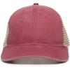 imageLadies Fit Blank Heavy Washed Soft Cotton Twill Structured Ponytail Mesh Back Hat  Adjustable Size Baseball Cap for WomenRed