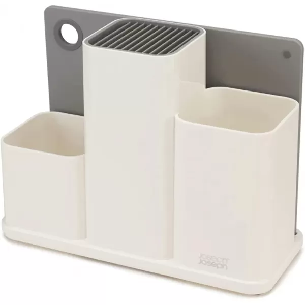 imageJoseph Joseph CounterStore Kitchen Utensil Holder Knife Block and Cutting Board Set Stainless SteelSilver Plastic