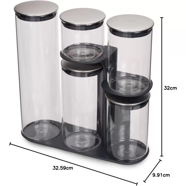 imageJoseph Joseph Podium Dry Food Storage Container Set with Stand 5piece GrayBlack