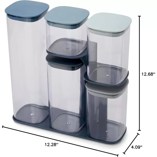 imageJoseph Joseph Podium Dry Food Storage Container Set with Stand 5piece GrayBlue