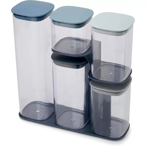 imageJoseph Joseph Podium Dry Food Storage Container Set with Stand 5piece GrayBlue