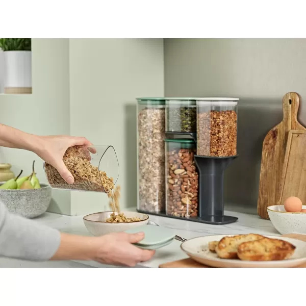 imageJoseph Joseph Podium Dry Food Storage Container Set with Stand 5piece GrayGreen