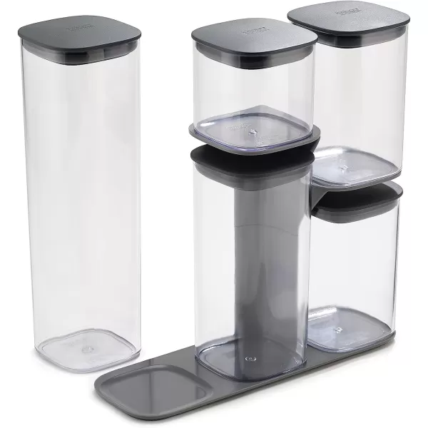 imageJoseph Joseph Podium Dry Food Storage Container Set with Stand 5piece GrayGrey