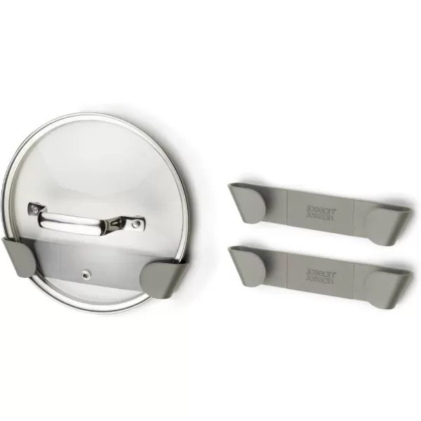 imageJoseph Joseph Duo  Set of 3 Pot and Pan Lid Holders Self Adhesive Wall Mount Storage Organiser Suitable for Lids Up to 24 cm 3M VHB Tape Included Grey