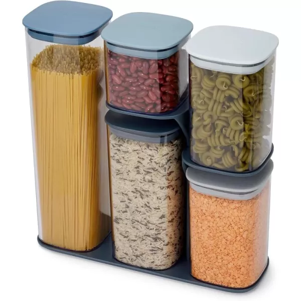 imageJoseph Joseph Podium Dry Food Storage Container Set with Stand 5piece GrayBlue