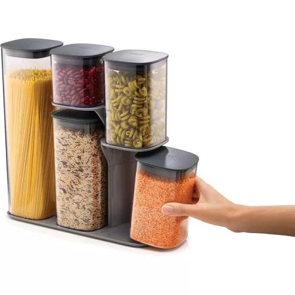 imageJoseph Joseph Podium Dry Food Storage Container Set with Stand 5piece GrayGrey