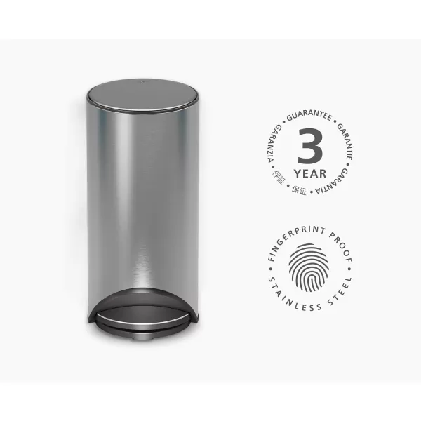 imageJoseph Joseph Arc 10L26 Gallon Slimline Trash Can Bin with Easy Push Pedal Liner Pocket SoftClose Lid FingerprintProof Removable Inner Bucket Stainless SteelStainless Steel