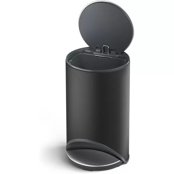 imageJoseph Joseph Arc 10L26 Gallon Slimline Trash Can Bin with Easy Push Pedal Liner Pocket SoftClose Lid FingerprintProof Removable Inner Bucket Stainless SteelBlack