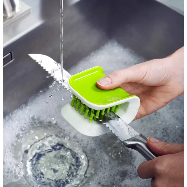 imageJoseph Joseph BladeBrush Knife and Cutlery Cleaner Brush Bristle Scrub Kitchen Washing NonSlip One Size GreenGray