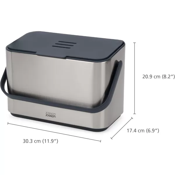 imageJoseph Joseph Collect 106 gallon4 Liters Stainless Steel Food Compost Bin with Handle Removable Inner Bucket and Bin Liners Storage Includes Odor Filter and 3x Bin Liners