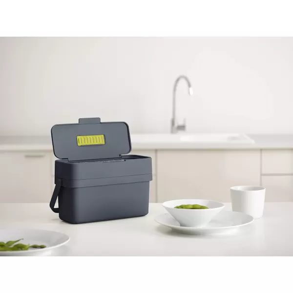 imageJoseph Joseph Compo 4 EasyFill Compost Bin Food Waste Caddy with Adjustable Air Vent 1 gallon  4 liters StoneGraphite