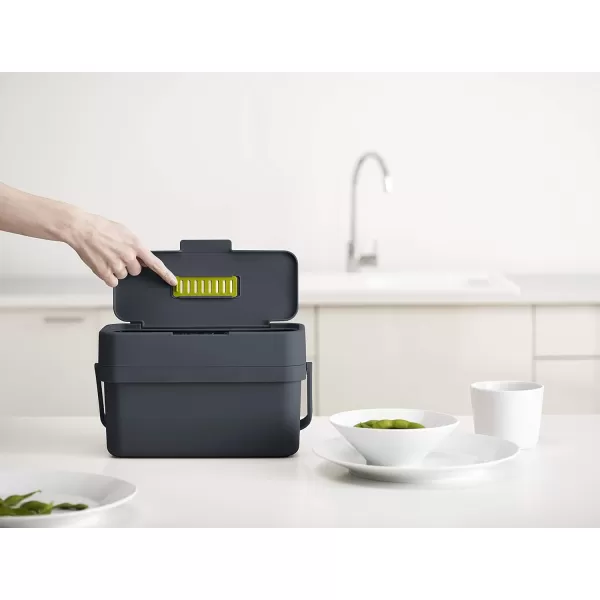 imageJoseph Joseph Compo 4 EasyFill Compost Bin Food Waste Caddy with Adjustable Air Vent 1 gallon  4 liters StoneGraphite