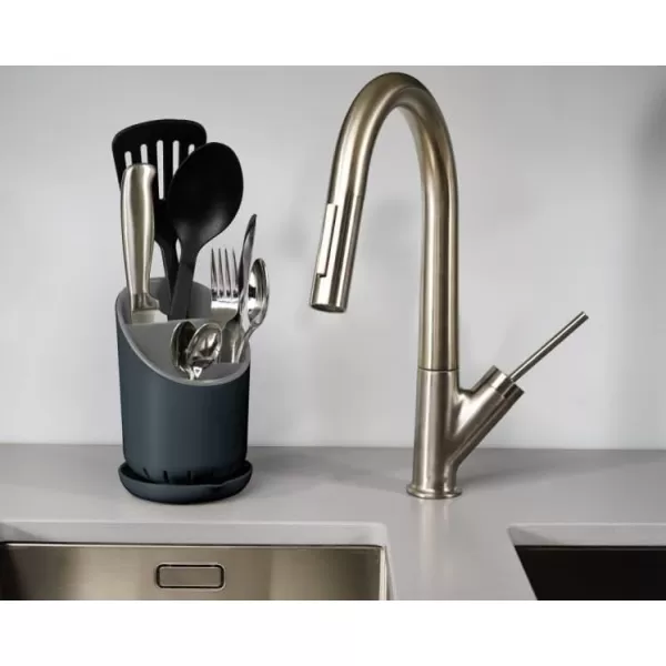 imageJoseph Joseph Dock Cutlery Drainer and Organizer Dark GreyGrey