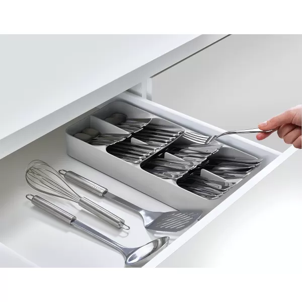 imageJoseph Joseph DrawerStore Compact Utensil Organizer For Kitchen Drawer Silverware Flatware Tray Grey