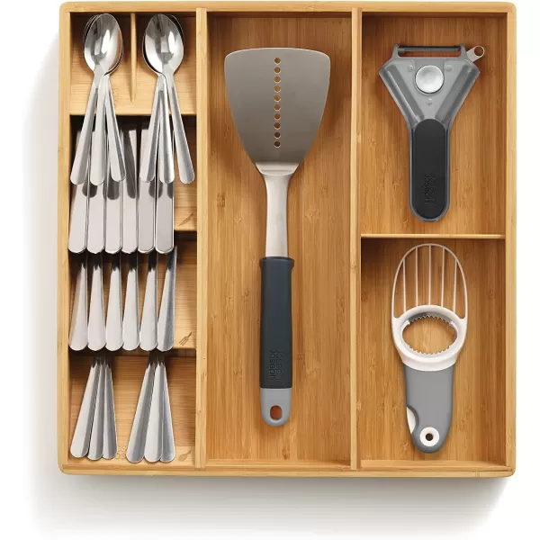 imageJoseph Joseph DrawerStore Compact Utensil Organizer For Kitchen Drawer Silverware Flatware Tray Large Bamboo