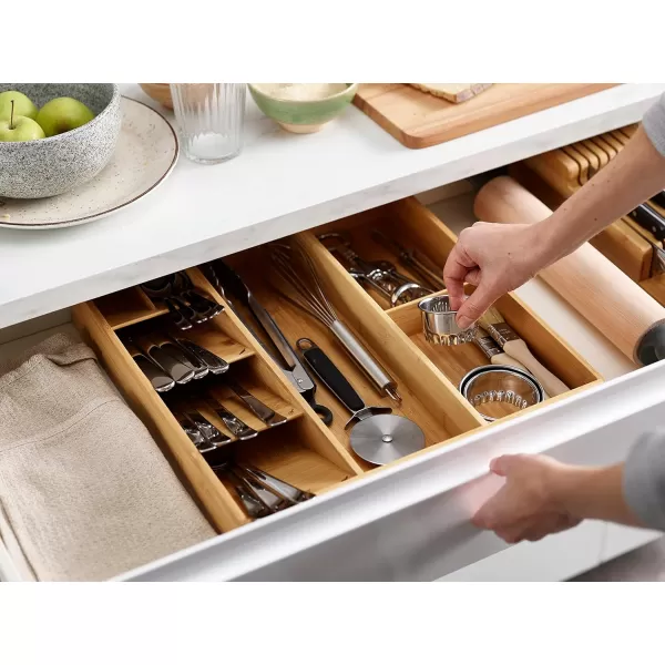 imageJoseph Joseph DrawerStore Compact Utensil Organizer For Kitchen Drawer Silverware Flatware Tray Large Bamboo