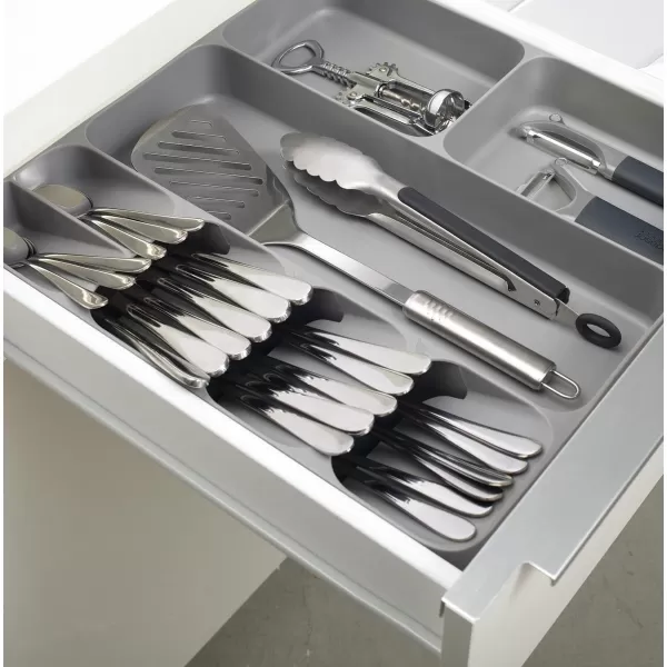 imageJoseph Joseph DrawerStore Compact Utensil Organizer For Kitchen Drawer Silverware Flatware Tray Large GreyGray