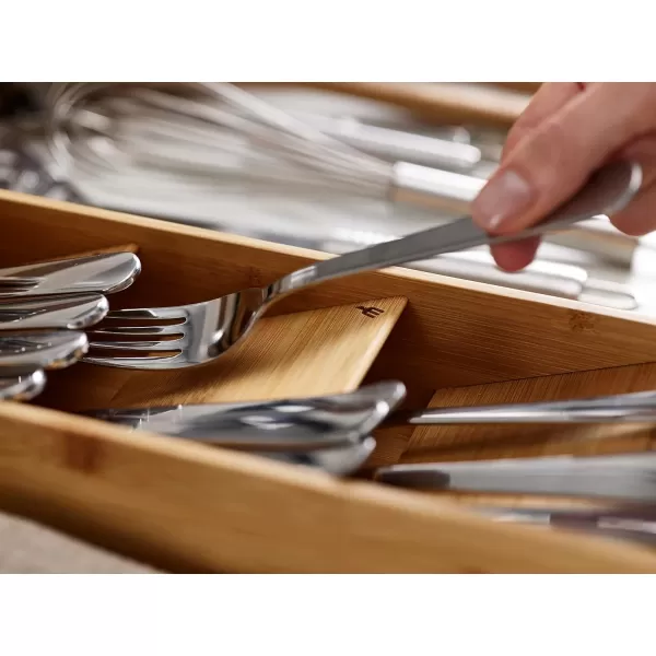 imageJoseph Joseph DrawerStore Compact Utensil Organizer For Kitchen Drawer Silverware Flatware Tray Small Bamboo
