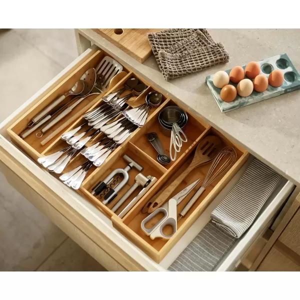 imageJoseph Joseph DrawerStore Expanding Silverware Flatware Utensil ampamp Gadgets Organizer Expandable in Drawer Space Saving Tray Bamboo