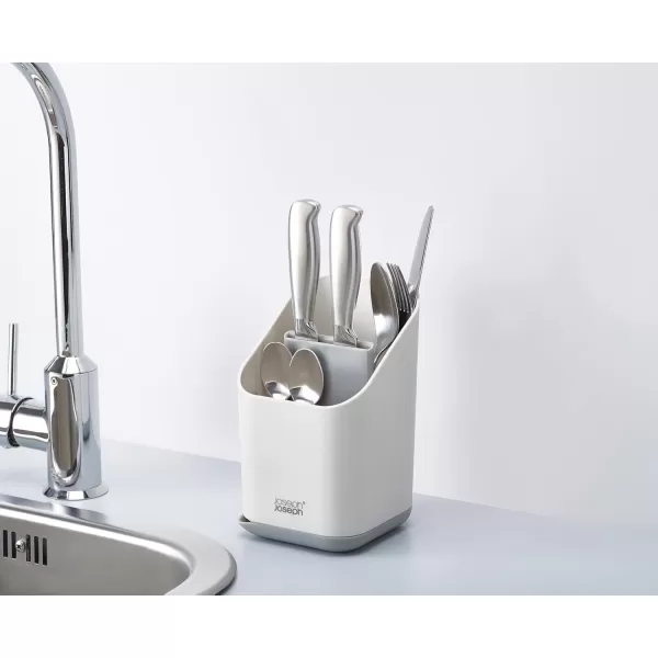imageJoseph Joseph Duo Kitchen Sink Cutlery Drainer with Knife Slot Kitchen Sink Drying Rack Cutlery Organizer GreyOneSize