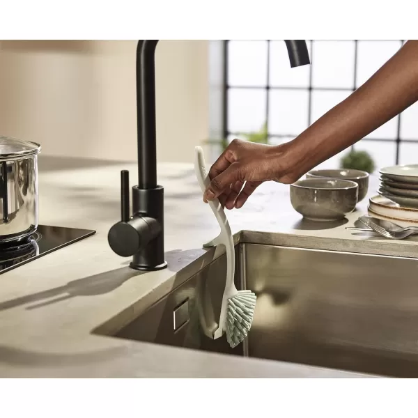 imageJoseph Joseph Edge Dish Brush with Integrated Sink Rest GreenStoneSage