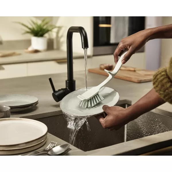 imageJoseph Joseph Edge Dish Brush with Integrated Sink Rest GreenStoneSage