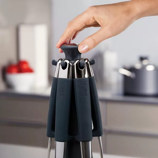 imageJoseph Joseph Elevate Carousel Nylon Kitchen Utensil Set with Rotating Storage Stand 6piece GrayBlack