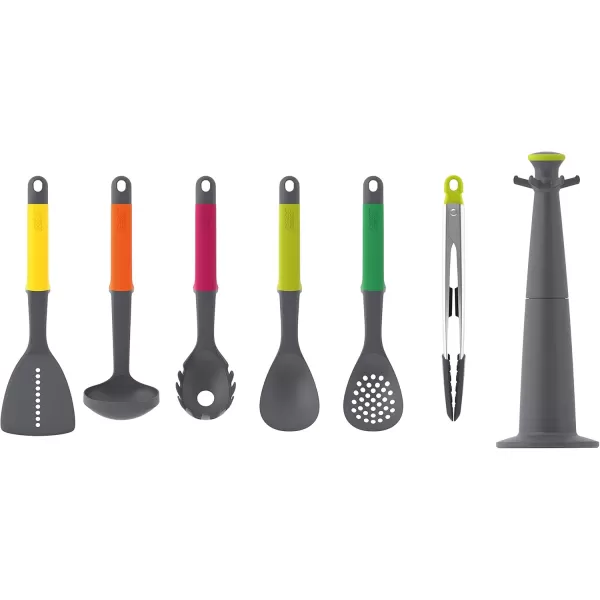 imageJoseph Joseph Elevate Carousel Nylon Kitchen Utensil Set with Rotating Storage Stand 6piece GrayMulticolour