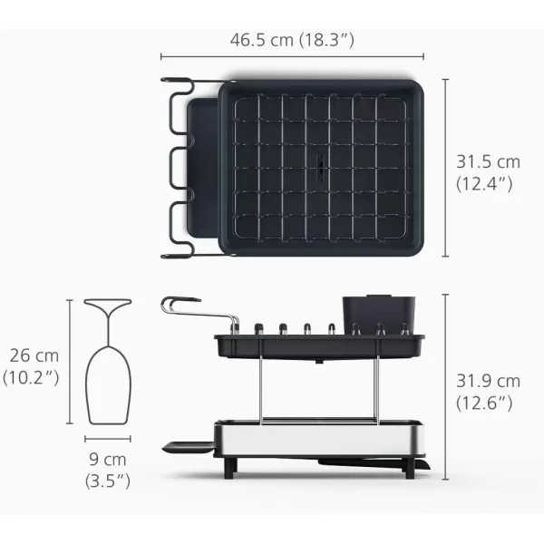 imageJoseph Joseph Extendable Dish Drying Rack with Dual Parts  Stainless Steel NonScratch Movable Utensil Drainer ampamp Drainage Spout Gray2tier