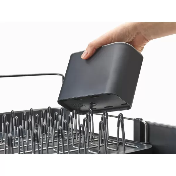 imageJoseph Joseph Extendable Dish Drying Rack with Dual Parts  Stainless Steel NonScratch Movable Utensil Drainer ampamp Drainage Spout GrayExpandable