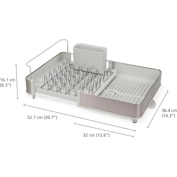 imageJoseph Joseph Extendable Dish Drying Rack with Dual Parts  Stainless Steel NonScratch Movable Utensil Drainer ampamp Drainage Spout GrayExpandable