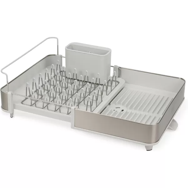 imageJoseph Joseph Extendable Dish Drying Rack with Dual Parts  Stainless Steel NonScratch Movable Utensil Drainer ampamp Drainage Spout GrayExpandable