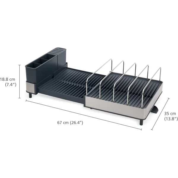 imageJoseph Joseph Extendable Dish Drying Rack with Dual Parts  Stainless Steel NonScratch Movable Utensil Drainer ampamp Drainage Spout GrayLarge