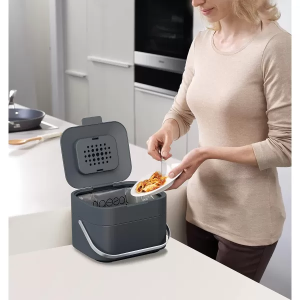 imageJoseph Joseph Intelligent Waste Compost Bin Food Waste Caddy with Odor Filter and Ventilation 1 gallon  4 liters Graphite