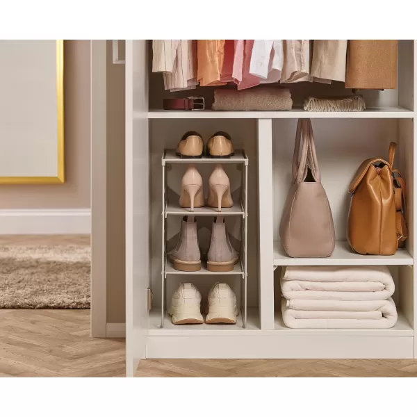 imageJoseph Joseph Level Adjustable Tier Shoe Rack Organizer Durable Shelves and Sturdy Steel Frame holds 4 PairsSingle