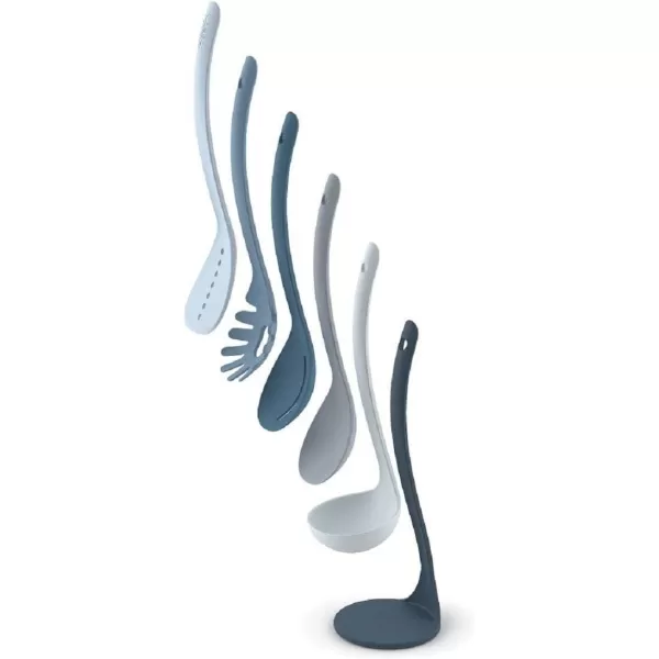 imageJoseph Joseph Nest 5 Compact Stacking Utensils kitchen tool set with magnetic storage stand organization dishwasher safe  BlackStainless SteelBlue