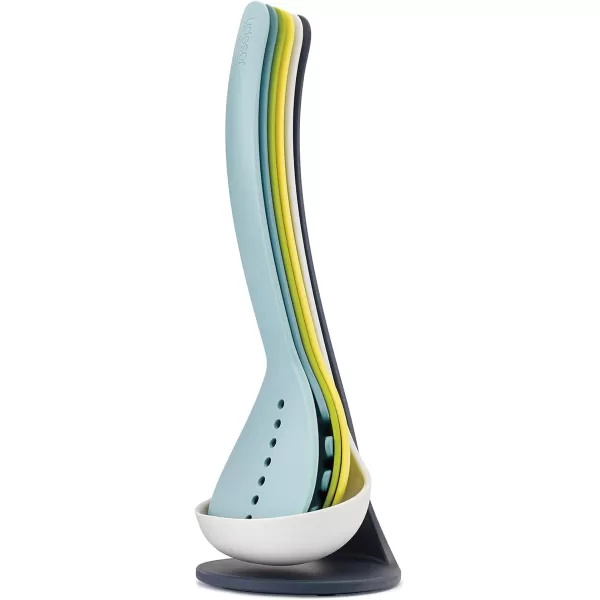 imageJoseph Joseph Nest 5 Compact Stacking Utensils kitchen tool set with magnetic storage stand organization dishwasher safe  BlackStainless SteelOpal