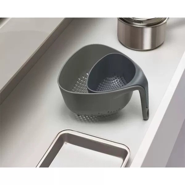 imageJoseph Joseph Nest Colanders Stackable Set with EasyPour Corners and Vertical Handle 2piece GrayGray